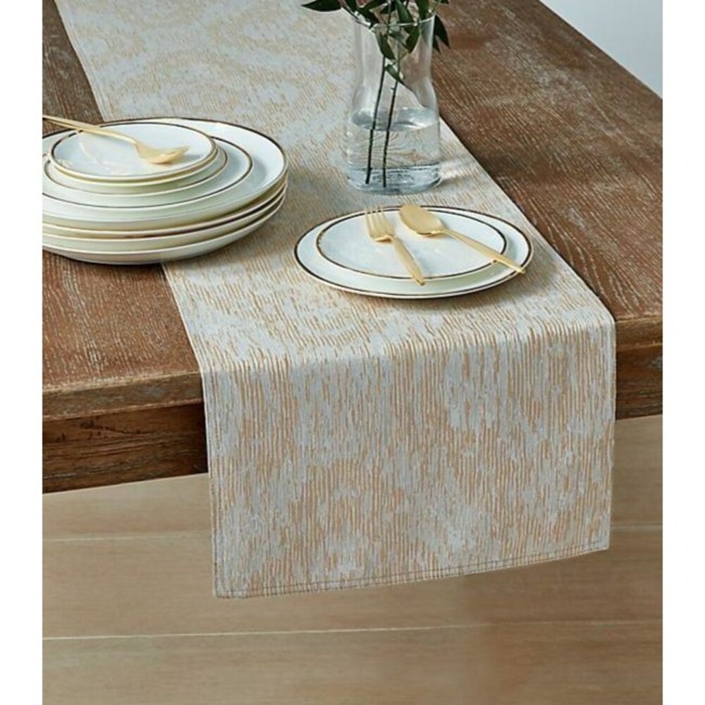 Christmas Thanksgiving Table Runner 90x14 Harper Light Gold Holiday New Year